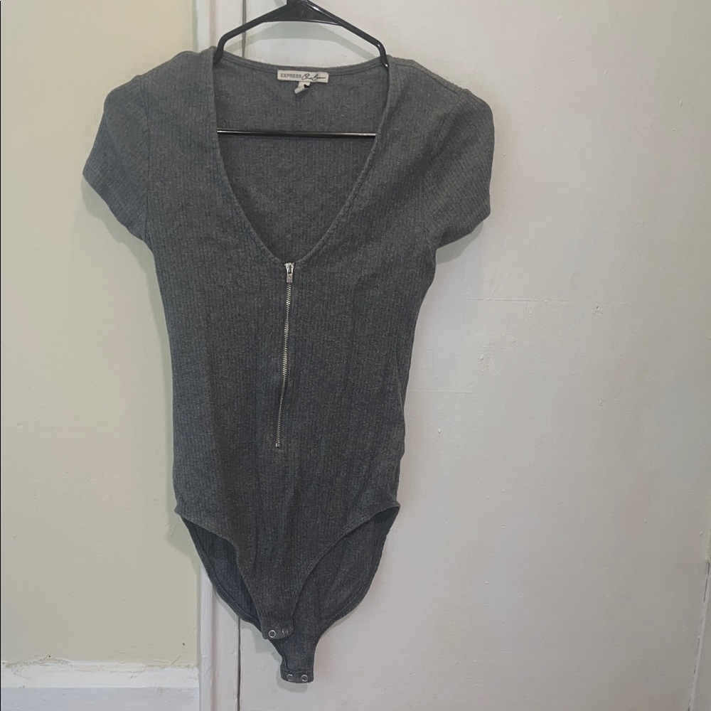 Gray Zippered Bodysuit Express one eleven small
